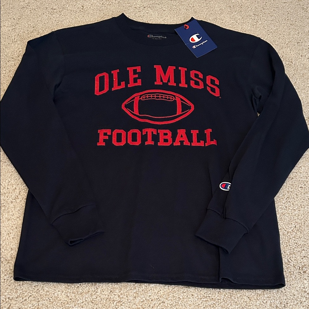 Champion Navy Ole Miss Football long sleeve tee shirt